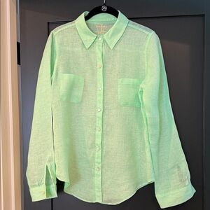 Lilly Pulitzer Mint Green Button-Down Linen Shirt